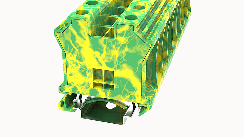 1.5-50mm 125A DIN Terminal Rail Yellow/Green