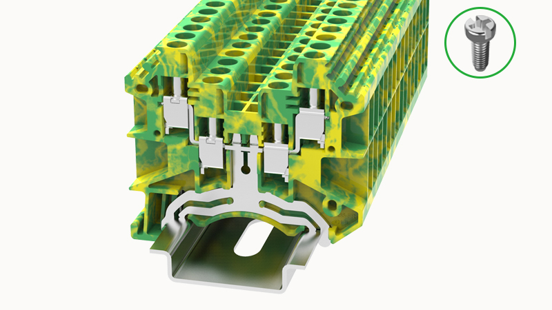 2in - 2out 0.5-4mm 32A DIN Rail yel/grn