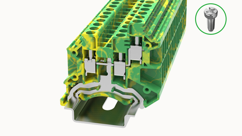 1in - 2out 0.5-4mm 32A DIN Rail yel/grn