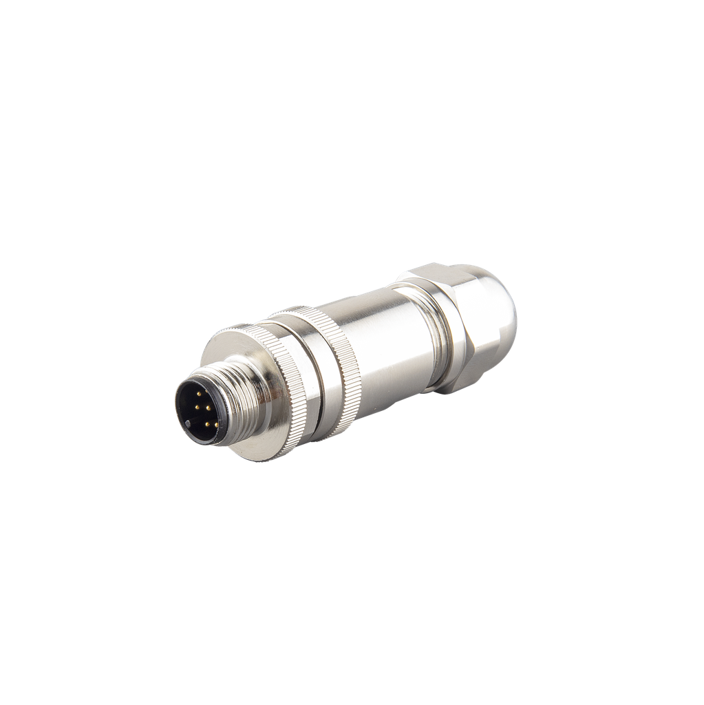 [LS12.8-9/M/S/C] M12 90 DEG STRAIGHT METAL CONN. 2A 8PIN MALE