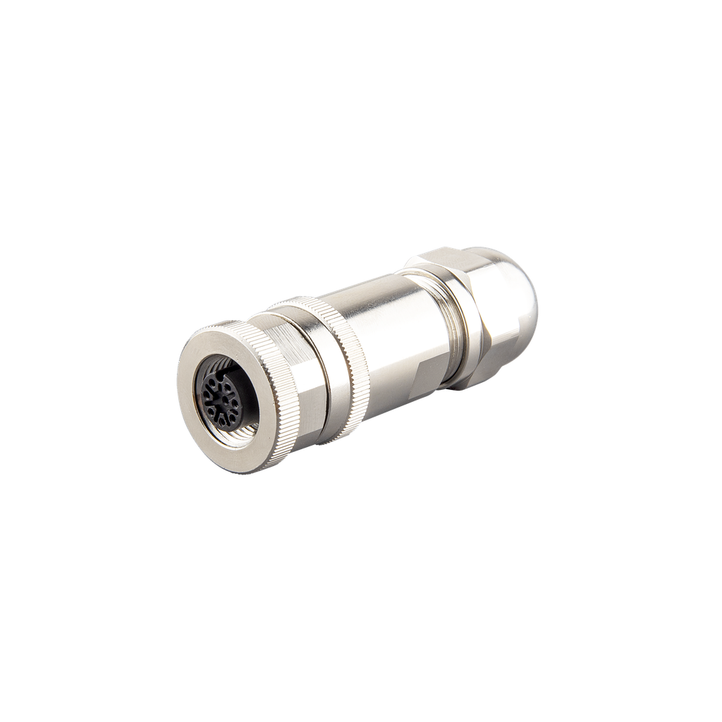 [LSO12.8-9/M/S/C] M12 STRAIGHT METAL CONN. 2A 8PIN FEMALE