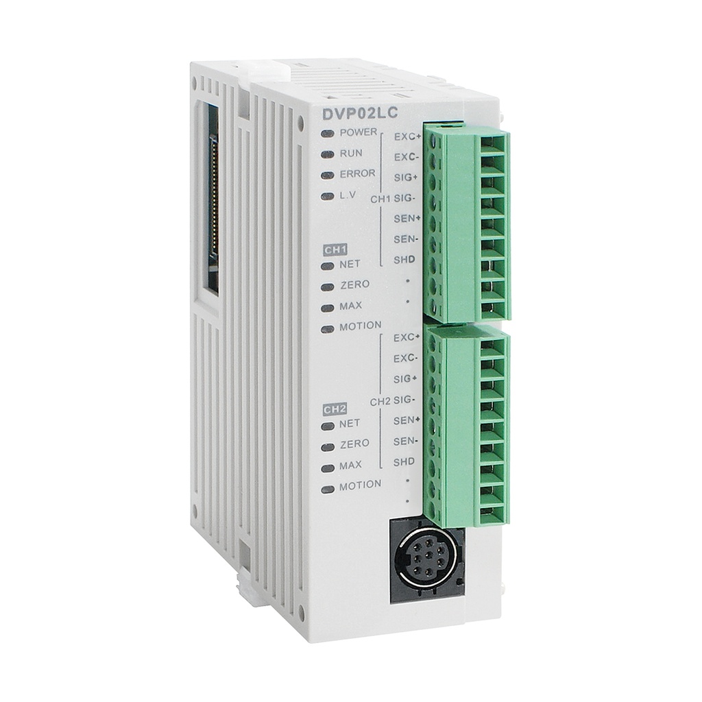 [DVP202LC-SL] PLC Expansion Module 2 CH load-cell for SV (left-side expansion), resolution 24-bit
