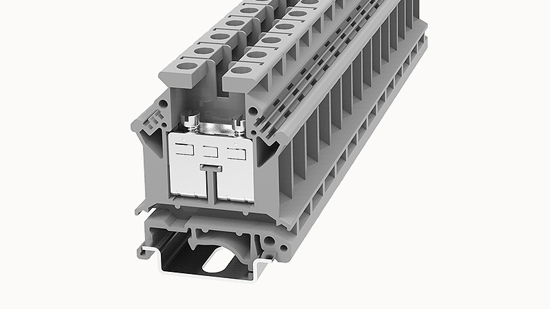Terminal 16mm² 76A Screw DIN Rail Grey