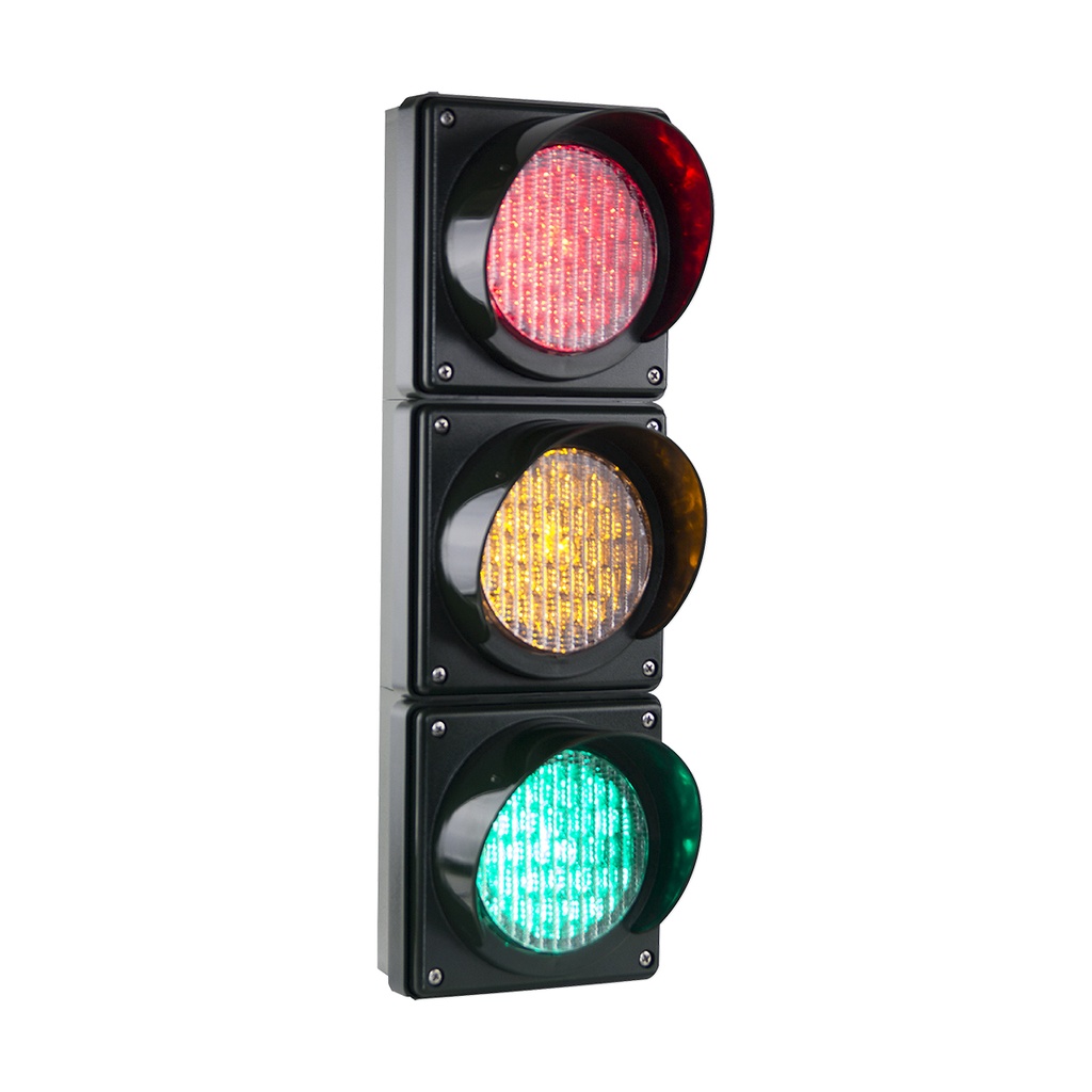 Traffic Light Set 100mm 3 Aspect, 24VDC, Red,Amber & Green W/ Housing and Bracket