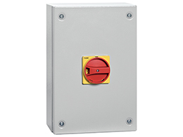 3 pole Switch Disconnector 125A(Ith/AC21A) in Painted Steel Enclosure IP65 Rotating Red/Yellow Handle