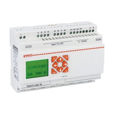 ModuLo PLC 12 inputs ( 4 digital or analogue 0-10V), 8 Relay Outputs 24VDC RS-485