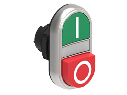 Platinum Plastic Double Pushbutton with Pilot Light, Green "I"/Raised Red "O"