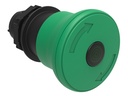 [LPCBL6643] Platinum Plastic Illuminated 40mm Mushroom Pushbutton Green Turn to Release