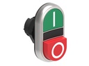 Platinum Plastic Double Pushbutton, Green "I"/Raised Red "O"