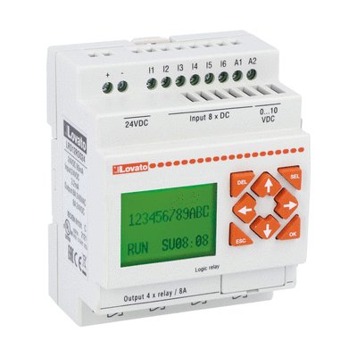 [LRD12RD024] ModuLo PLC 8 inputs ( 2 digital or analogue 0-10V), 4 Relay Outputs 24VDC