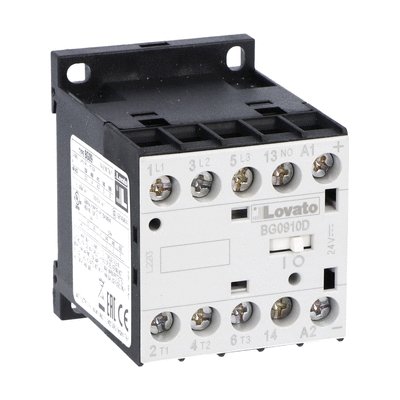 [BG0910D024] 3P Mini Contactor 9A AC3 24VDC Coil, 1NO Auxiliary Contact