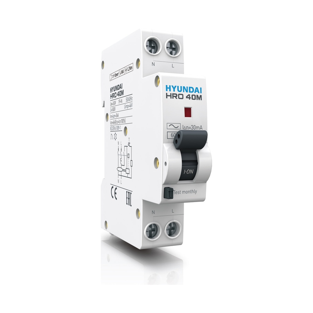 RCBO 1P+N, 20A, 10kA, 30mA Type A (no lead)