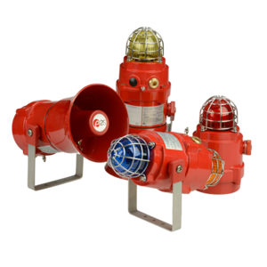 [BEXCS11005DPRAC115AB1A1R/A] BExCS110-05 Omni-directional Horn & Strobe (Entries: 2 x M20 (A), Stopping plug/adaptor: Brass (B), Bracket/Guard (A2) 304 St/St (1), Product version: IECEx, ATEX, Ex EAC, INMETRO, PESO (A1), Enclosure colour: Red (R), Lens colour: Amber (A), 115Vac (AC115))