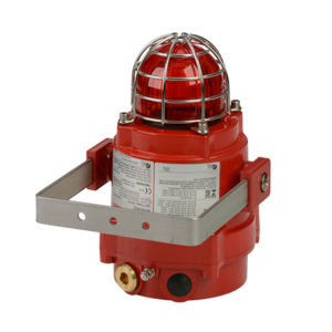 [BEXBG05EPAC115AB1A1R/A] BExBG05 Explosion Proof Xenon Beacon 5 Joule (Ex de) (Entries: 2 x M20 (A), Stopping plug/adaptor: Brass (B), Bracket/Guard (A2) 304 St/St (1), Product version: IECEx, ATEX, Ex EAC, INMETRO, PESO (A1), Enclosure colour: Red (R), Lens colour: Amber (A), 115Vac (AC115))