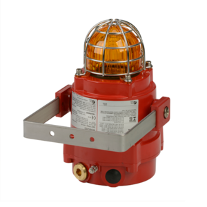 [BEXBG10DPAC115AB1A1R/A] BExBG10 Explosion Proof Xenon Beacon 10 Joule (Ex d) (Entries: 2 x M20 (A), Stopping plug/adaptor: Brass (B), Bracket/Guard (A2) 304 St/St (1), Product version: IECEx, ATEX, Ex EAC, INMETRO, PESO (A1), Enclosure colour: Red (R), Lens colour: Amber (A), 115Vac (AC115))