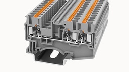Terminal 2.5mm² 24A 3 Conductor Push In DIN Rail Grey