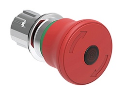 Platinum Metal Illuminated 40mm Mushroom Pushbutton Red Turn to Release ISO 13850