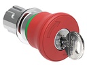 Platinum Metal 40mm Mushroom Latching Key Release Pushbutton Red ISO 13850