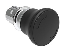 Platinum Metal 40mm Mushroom Latching Turn-Release Pushbutton Black