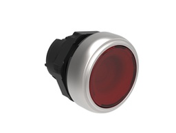 Platinum Plastic Flush Illuminated Pushbutton Push On-Push Off Red