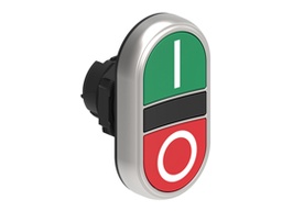 Platinum Plastic Double Flush Pushbutton, Green/Red "I-O"